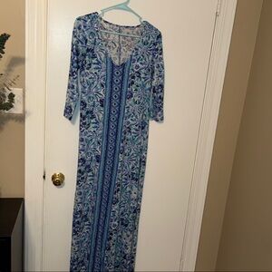 Lilly Pulitzer Blue and Green Maxi Dress
